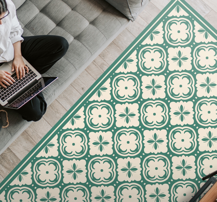 Dywan winylowy marmurowy elegancki element kwiatowy - TenStickers