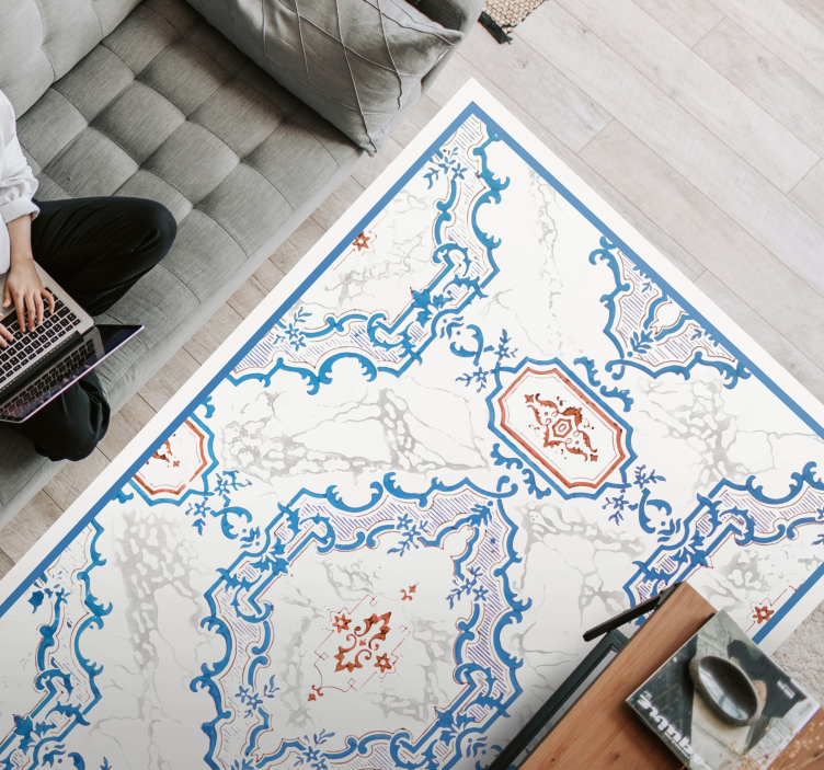 Dywan winylowy marmurowy eleganckie niebieskie wzory - TenStickers