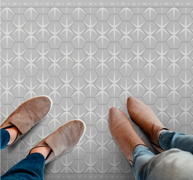 Szary dywan winylowy w heksagonalny wzór gwiazdy - TenStickers