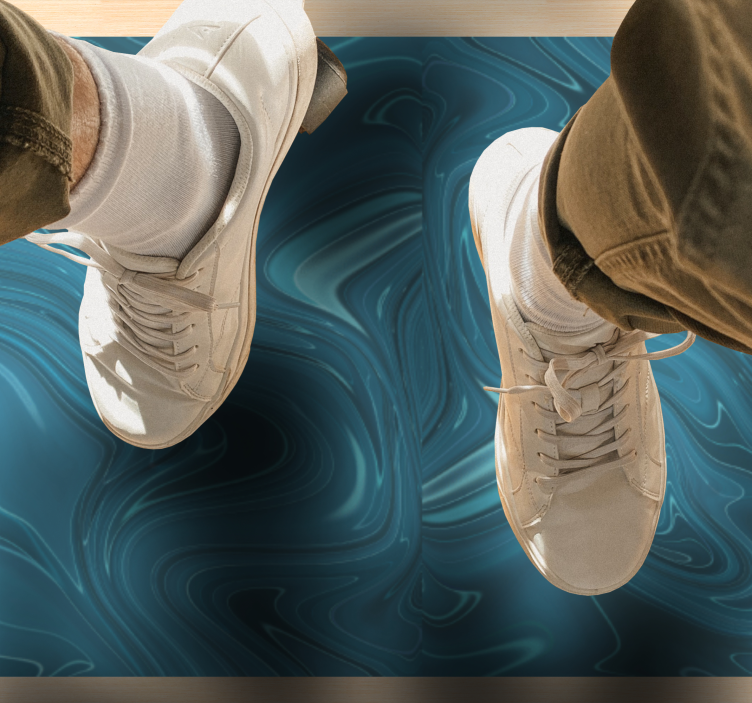 Dywan winylowy marmurowy wirujące odcienie oceanu - TenStickers