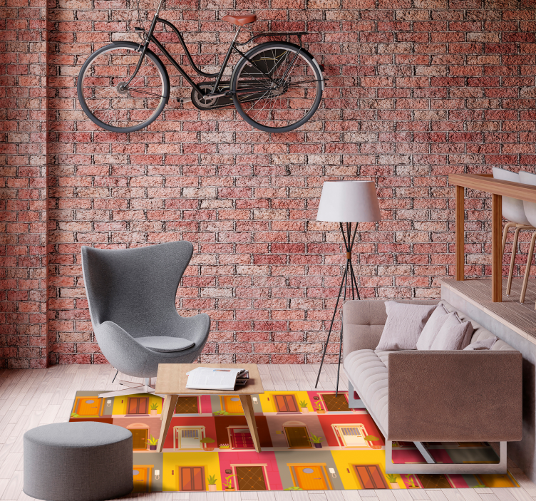 Minimalistyczny dywan winylowy kolorowy wzór drzwi - TenStickers