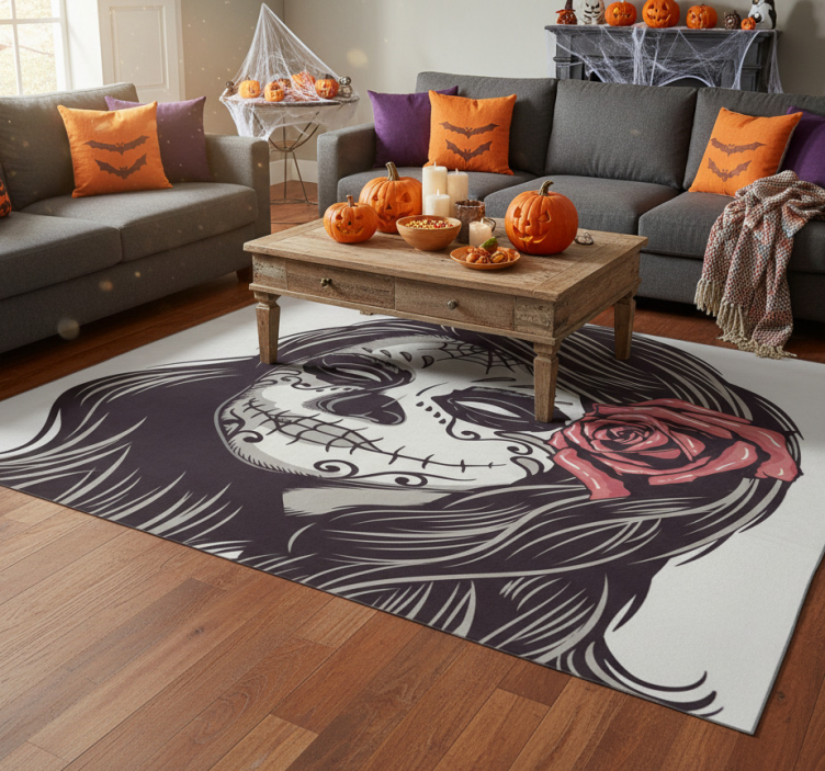 Dywan winylowy na halloween dziewczyna z dnia zmarłych - TenStickers