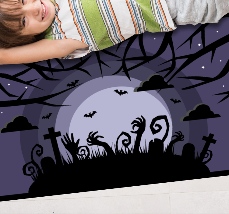 Dywan winylowy na halloween straszna scena cmentarna - TenStickers