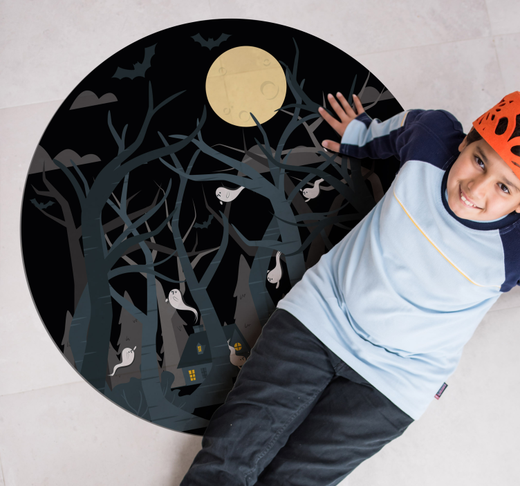 Dywan winylowy na halloween straszna scena leśna - TenStickers