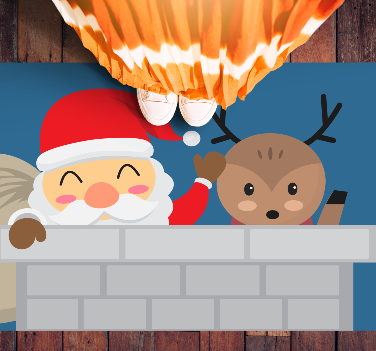 Dywan winylowy boże narodzenie radosna scena z mikołajem - TenStickers