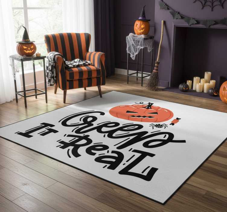 Dywan winylowy na halloween wzór strasznej dyni - TenStickers