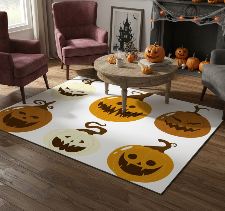 Dywan winylowy na halloween z mrocznymi dyniami - TenStickers