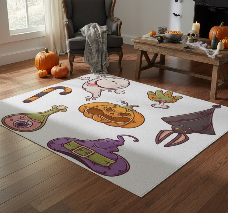 Dywan winylowy na halloween z postaciami halloweenowymi - TenStickers