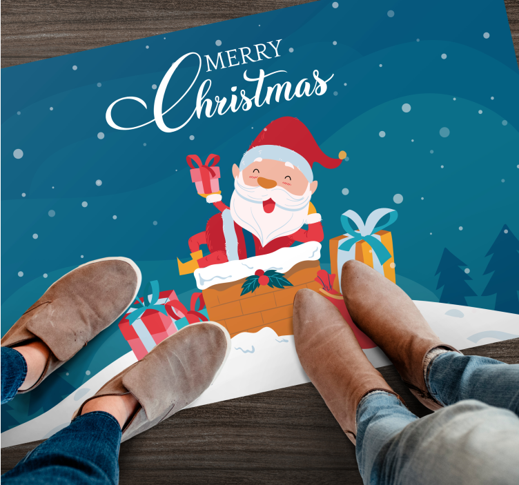 Dywan winylowy Boże Narodzenie Mikołaj z prezentami - TenStickers