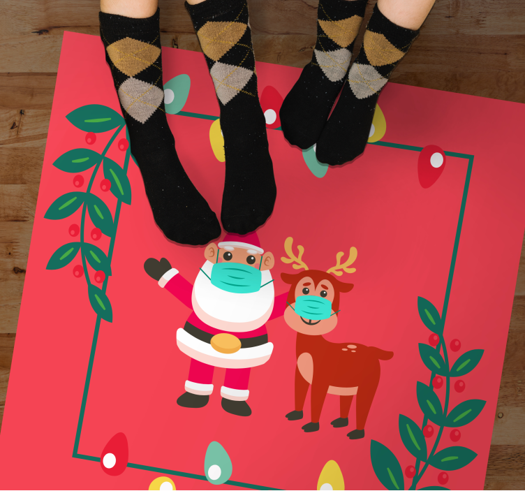 Dywan winylowy Ostrożny mikołaj i renifer - TenStickers