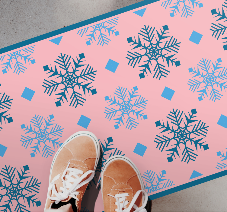 Dywan winylowy Różowe i niebieskie płatki śnieg - TenStickers