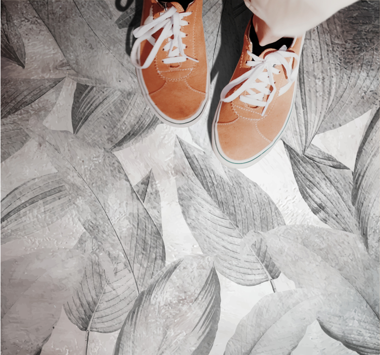 Dywan winylowy na balkon Szare odcienie liści wzór - TenStickers