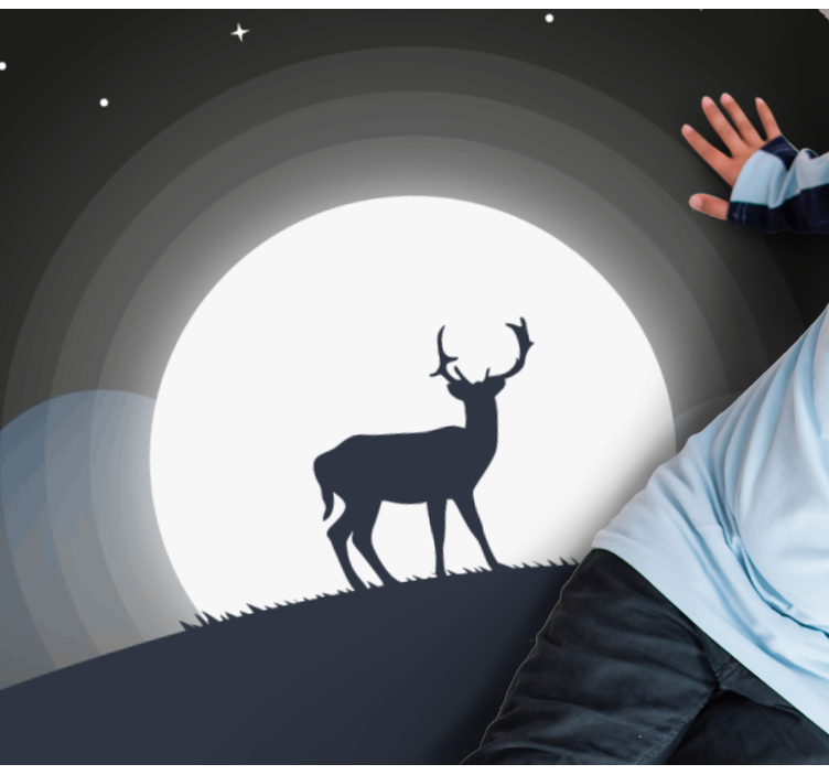 Okrągły dywan winylowy jeleń pod księżycem - TenStickers
