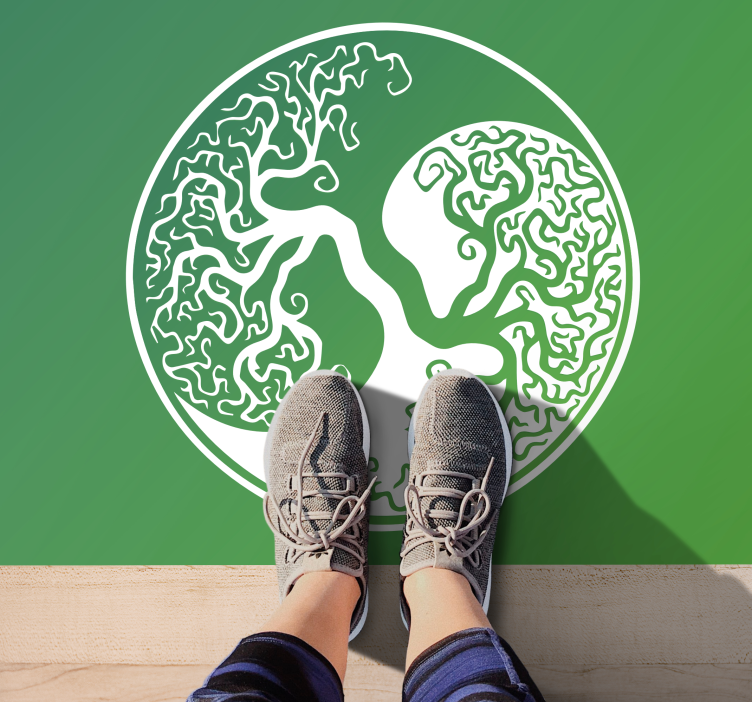 Dywan winylowy natura krąg sylwetki drzewa - TenStickers