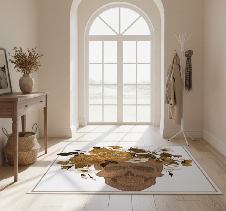 Dywan winylowy natura kwiatowy wzór czaszki - TenStickers