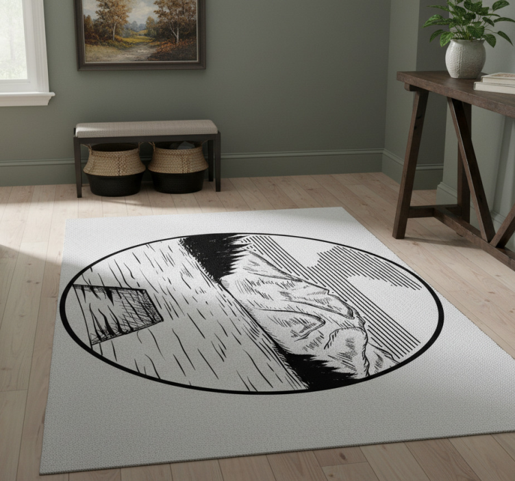 Dywan winylowy natura nad jeziorem w lesie sosnowym - TenStickers