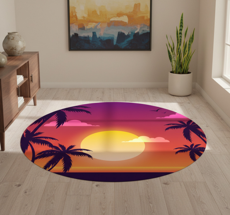 Dywan winylowy natura zachód słońca lat 70. - TenStickers