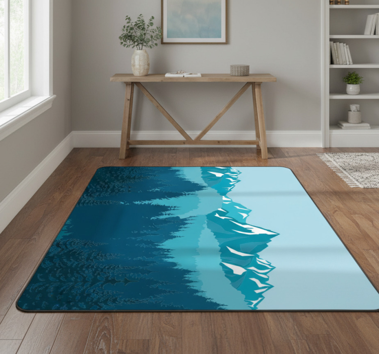 Dywan winylowy natura pełen niebiesko-zielonych krajobrazów - TenStickers