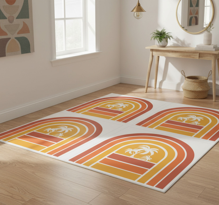 Dywan winylowy natura retro zachód słońca i palmy - TenStickers