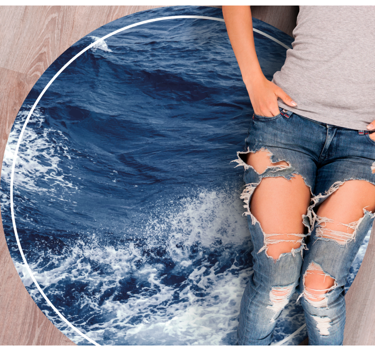 Okrągły dywan winylowy ruch fal oceanicznych - TenStickers