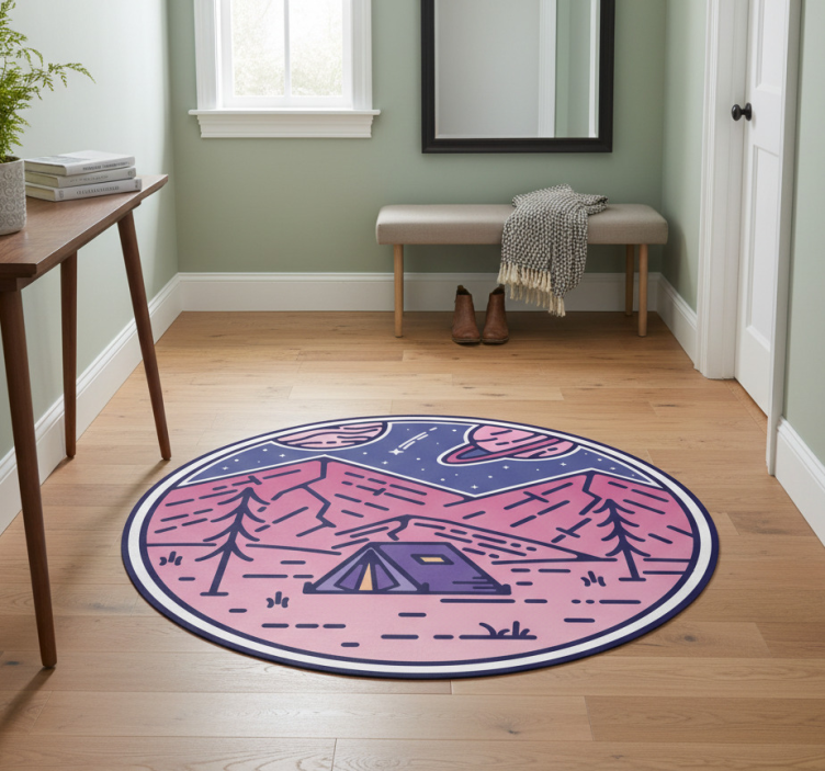 Dywan winylowy natura scena przygody na campingu - TenStickers