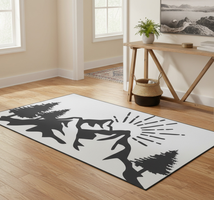 Dywan winylowy natura sylwetka górskiego słońca - TenStickers