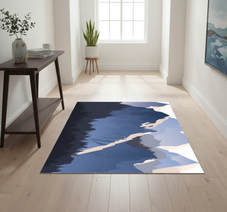 Dywan winylowy natura szary las, góry i słońce - TenStickers