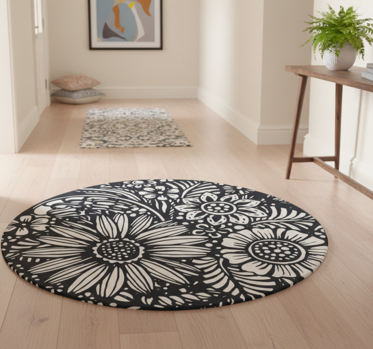 Dywan winylowy natura w kwiatowy okrąg - TenStickers