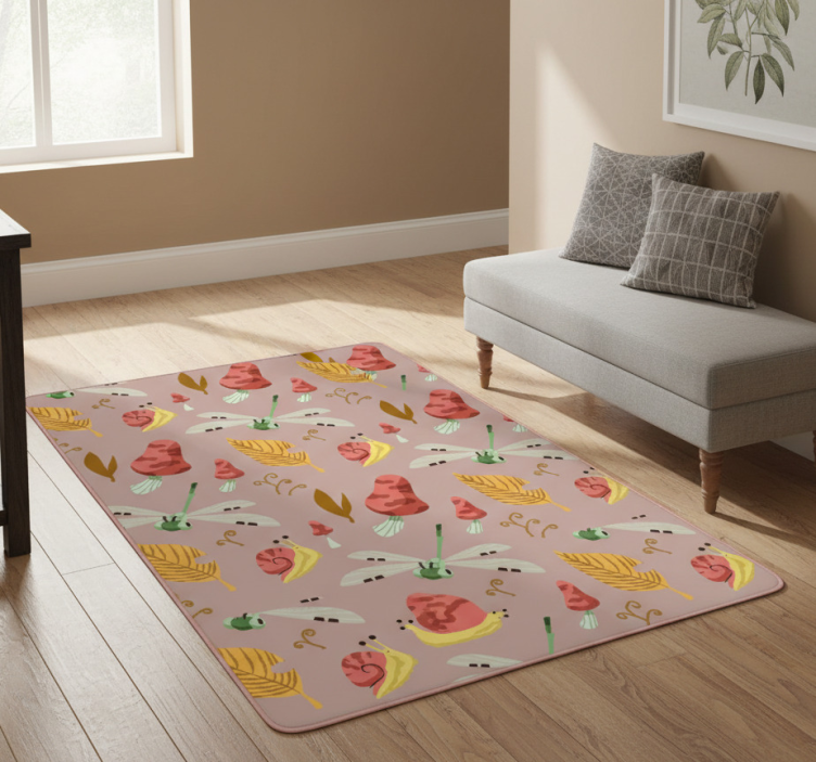 Dywan winylowy natura wzór jesiennej fauny i flory - TenStickers