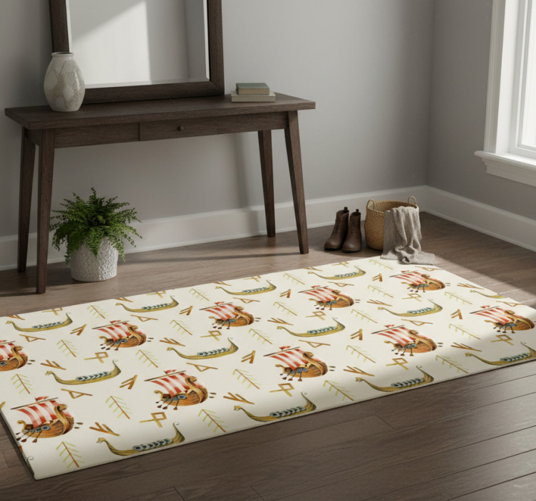 Dywan winylowy natura wzór statku wikingów - TenStickers