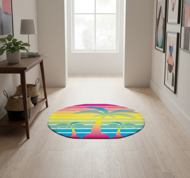 Dywan winylowy natura zachód słońca w stylu lat 80. - TenStickers