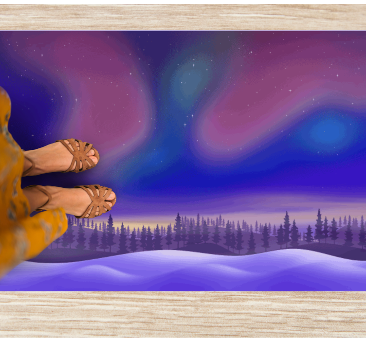 Dywan winylowy natura zorza polarna na nocnym niebie - TenStickers