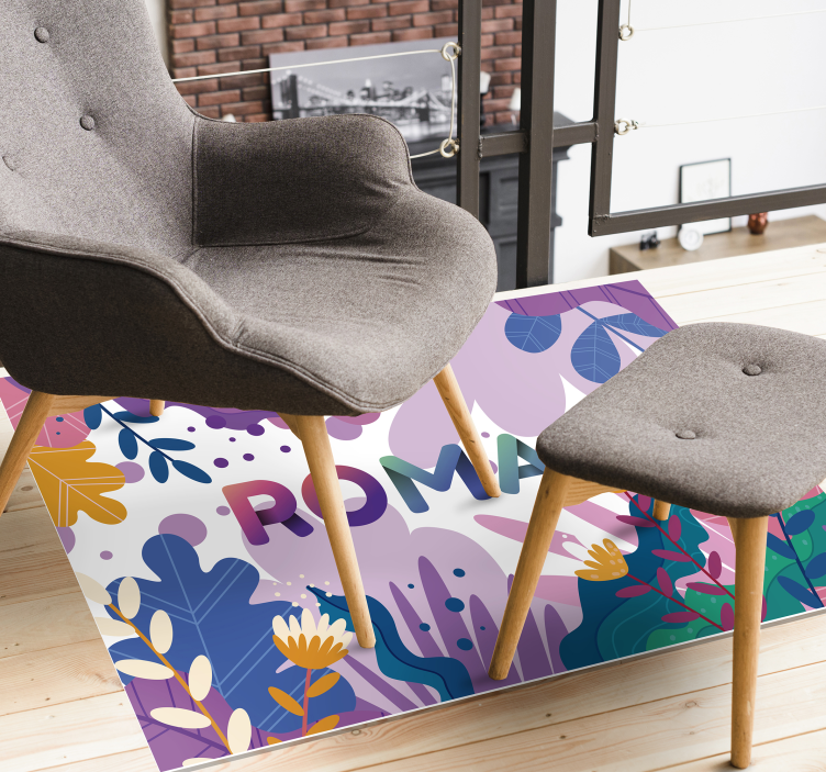 Dywan winylowy z imieniem spersonalizowany botaniczny - TenStickers