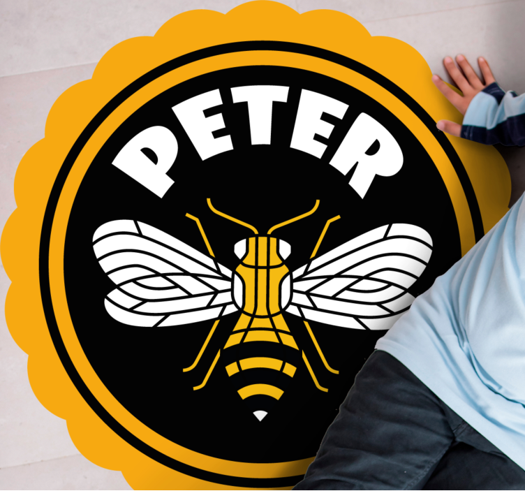 Dywan winylowy z imieniem spersonalizowany emblemat pszczoły - TenStickers