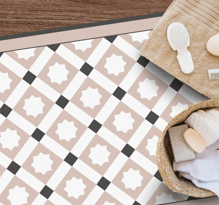 Dywan winylowy do łazienki imitacja płytek w beżu - TenStickers