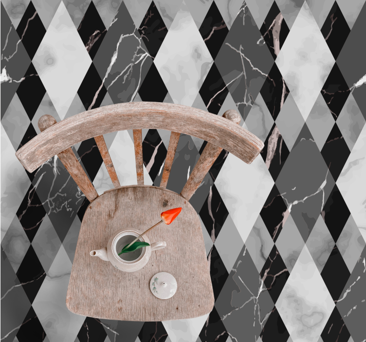 Dywan winylowy imitacja płytek Czarno-białe marmurowe kwadraty - TenStickers