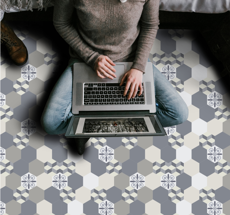 Dywan winylowy imitacja płytek geometryczna płytka - TenStickers