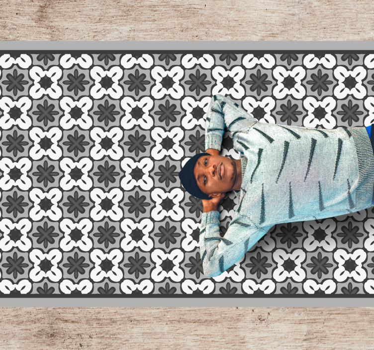 Dywan winylowy imitacja płytek Hydrauliczny szary styl gracia - TenStickers