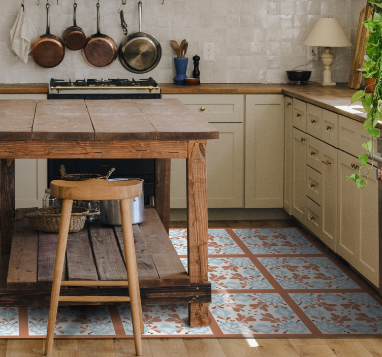 Dywan winylowy imitacja płytek Kwiatowe płytki śródziemnomorskie - TenStickers