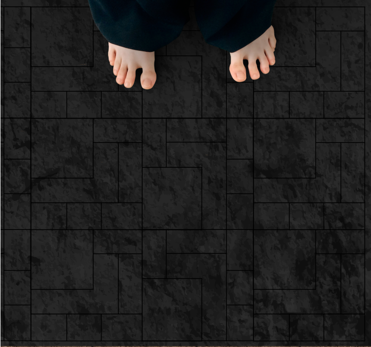 Dywan winylowy imitacja płytek Nieregularne kwadraty z czarnego m - TenStickers