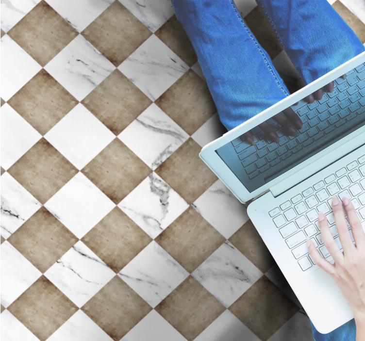 Dywan winylowy imitacja płytek Sepia „gadir” - TenStickers