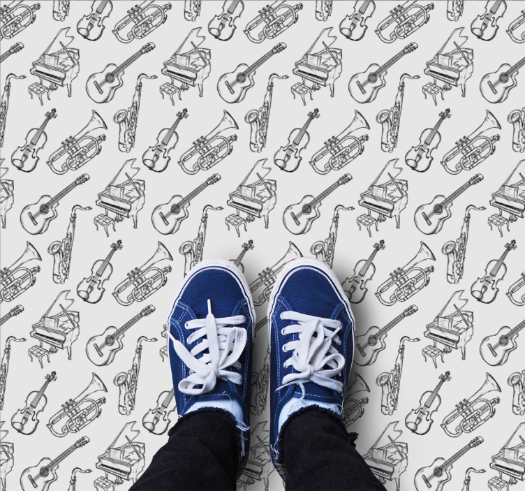 Dywan winylowy tekstura kolekcja instrumentów muzycznych - TenStickers