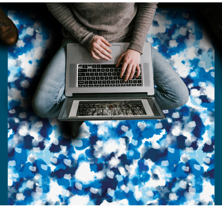 Dziecięcy dywan winylowy niebieski wzór chmur - TenStickers