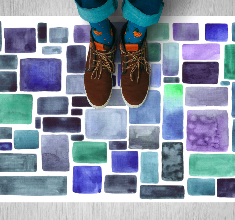 Dywan winylowy tekstura niebieskie bloki - TenStickers