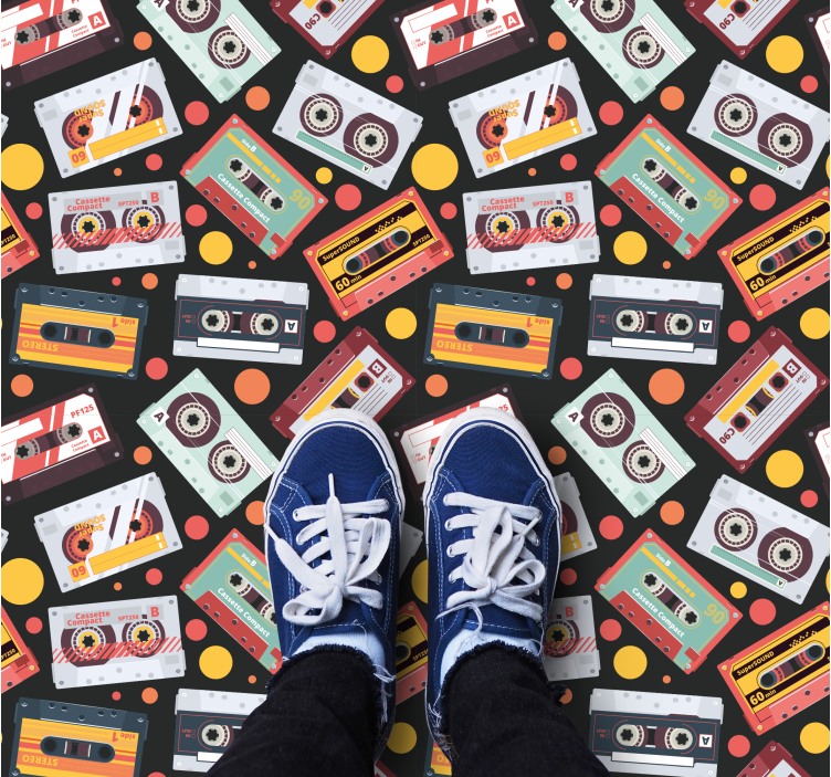 Dywan winylowy tekstura w stylu retro kasety - TenStickers