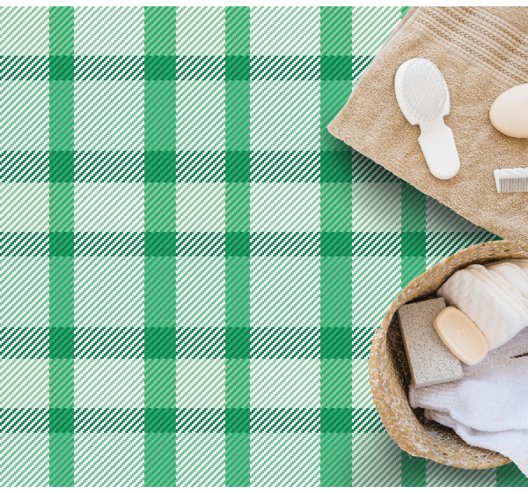 Dywan winylowy w paski zielony motyw w kratkę - TenStickers