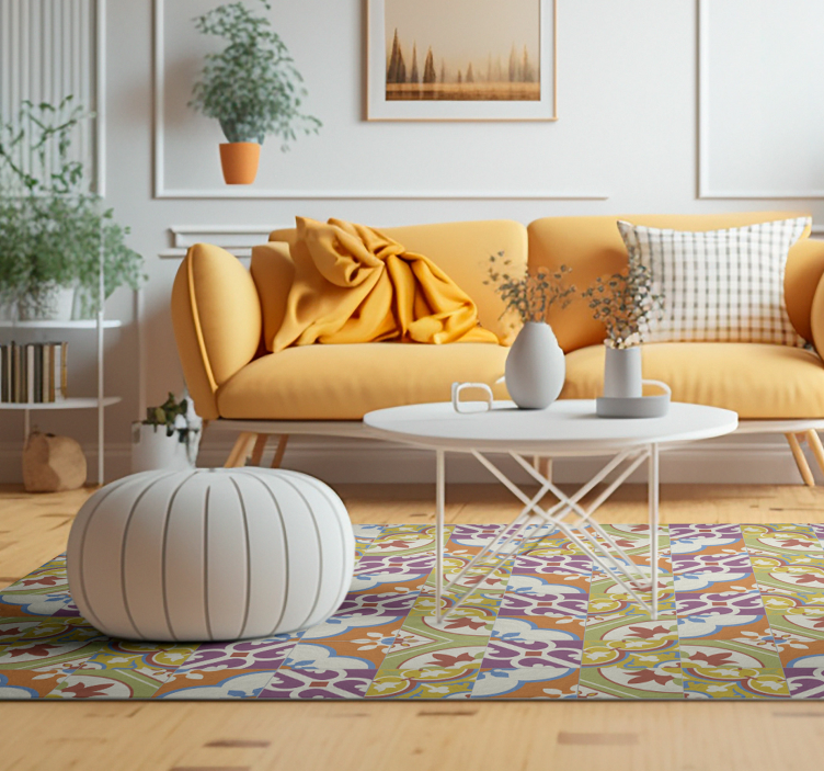 Dywan winylowy retro płytki z ozdobnymi wzorami - TenStickers