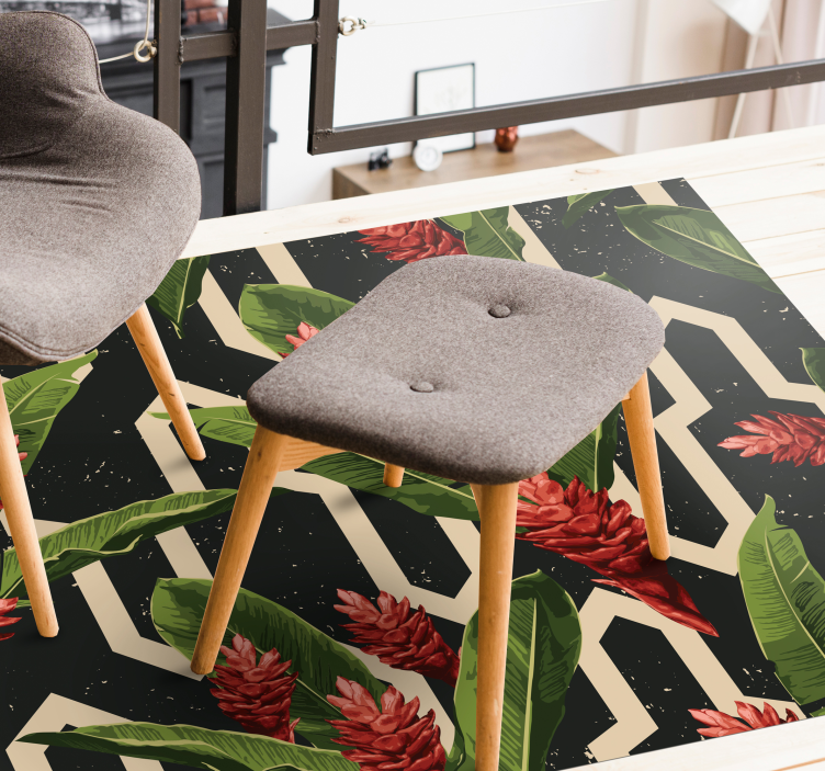 Dywan winylowy kwiatowy vintage tropikalne liście - TenStickers