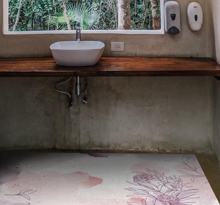 Dywan winylowy do łazienki w delikatne pastelowe kwiaty - TenStickers