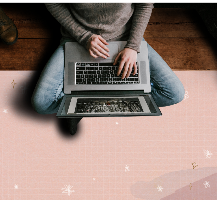 Dywan winylowy w gwiazdki minimalistyczny beżowy design - TenStickers